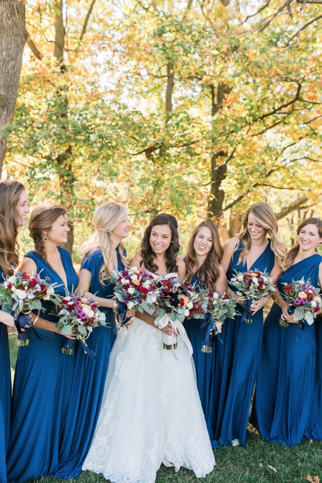 Bridesmaids in blue