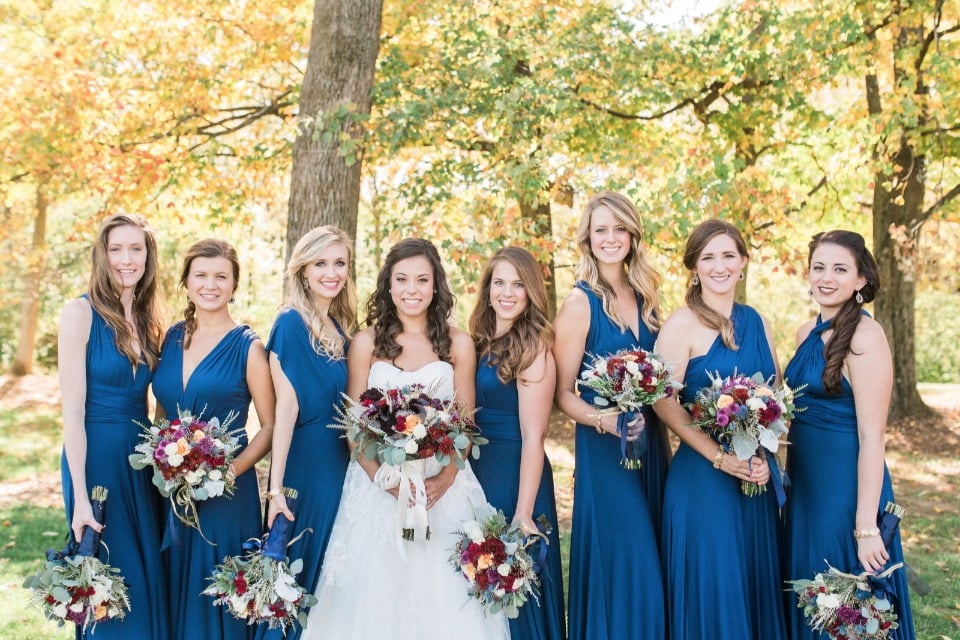Pretty bridesmaids in in fall colors