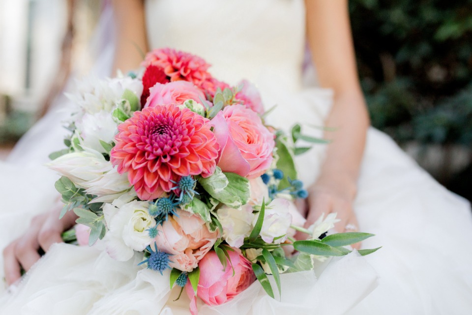 sweet pink and white wedding bouquet