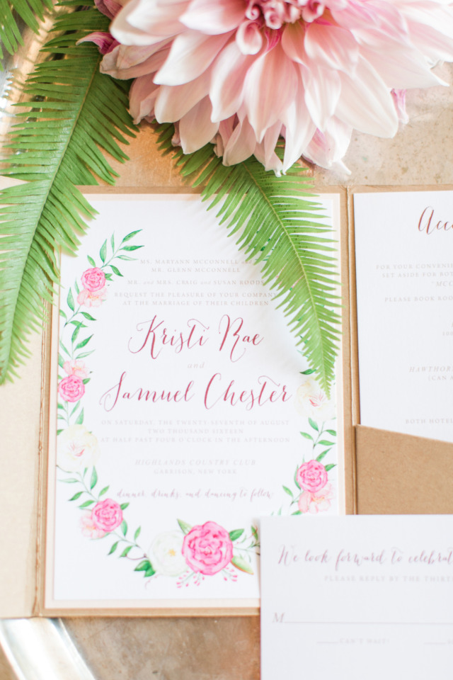 pink floral wedding invite
