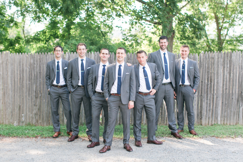 grey groomsmen with navy ties