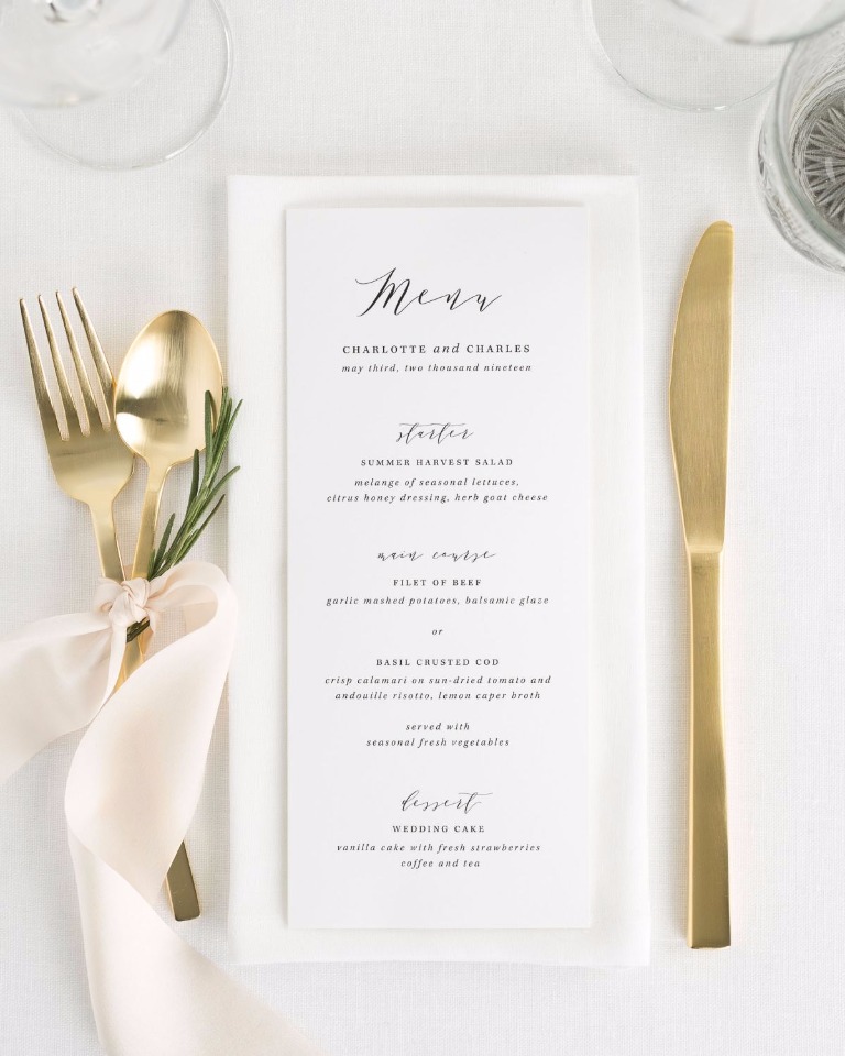 Charlotte wedding menu