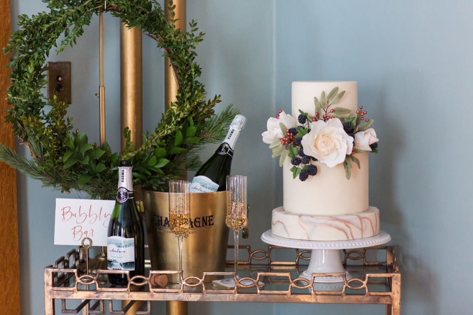 Champagne and cake cart