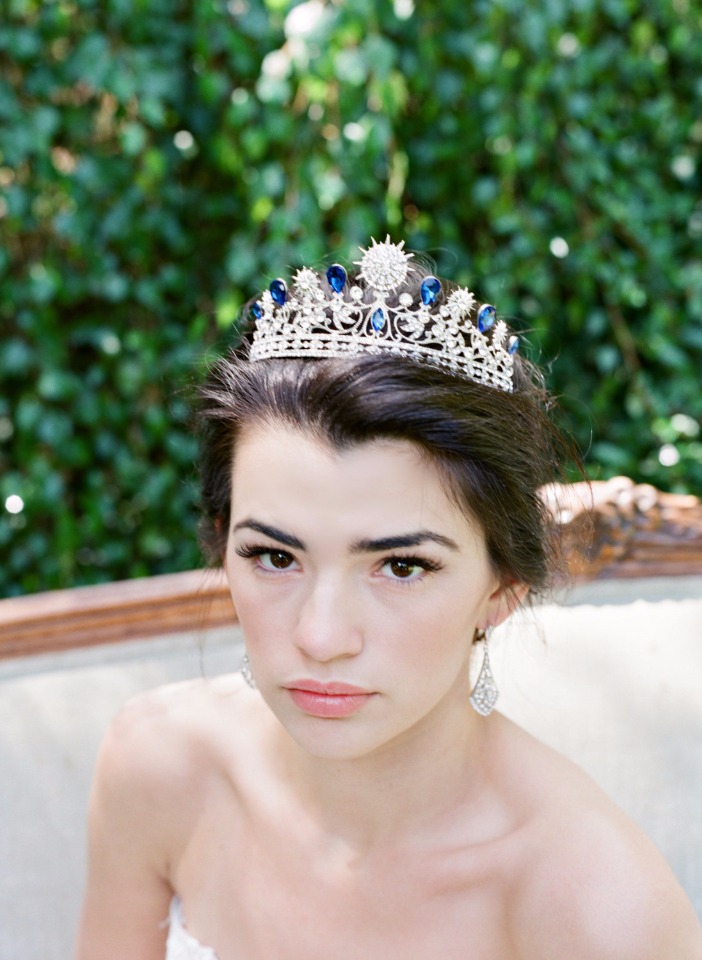 Crystal blue wedding tiara