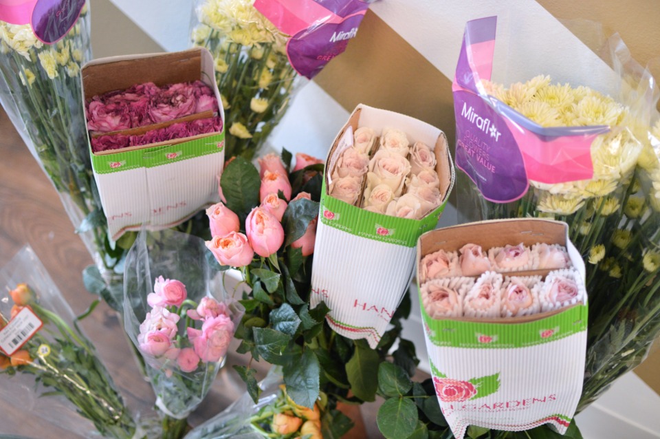 carefully boxed up roses