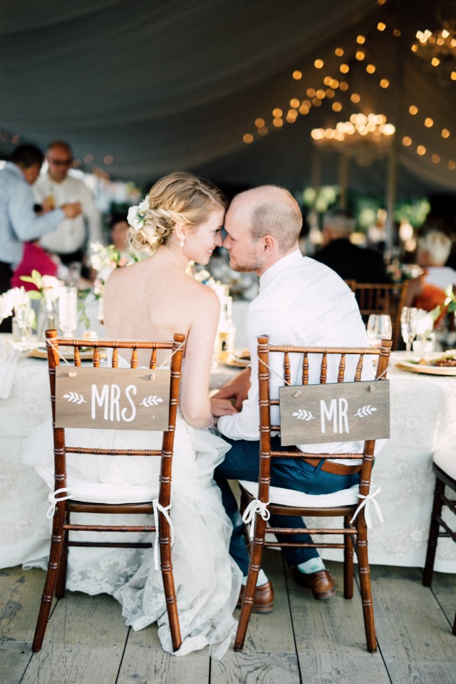 Cute chair signs for the newlyweds