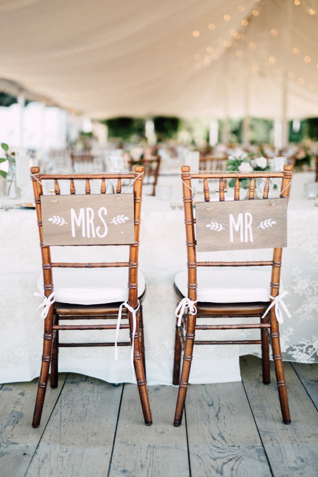 Mr and Mrs chair signs