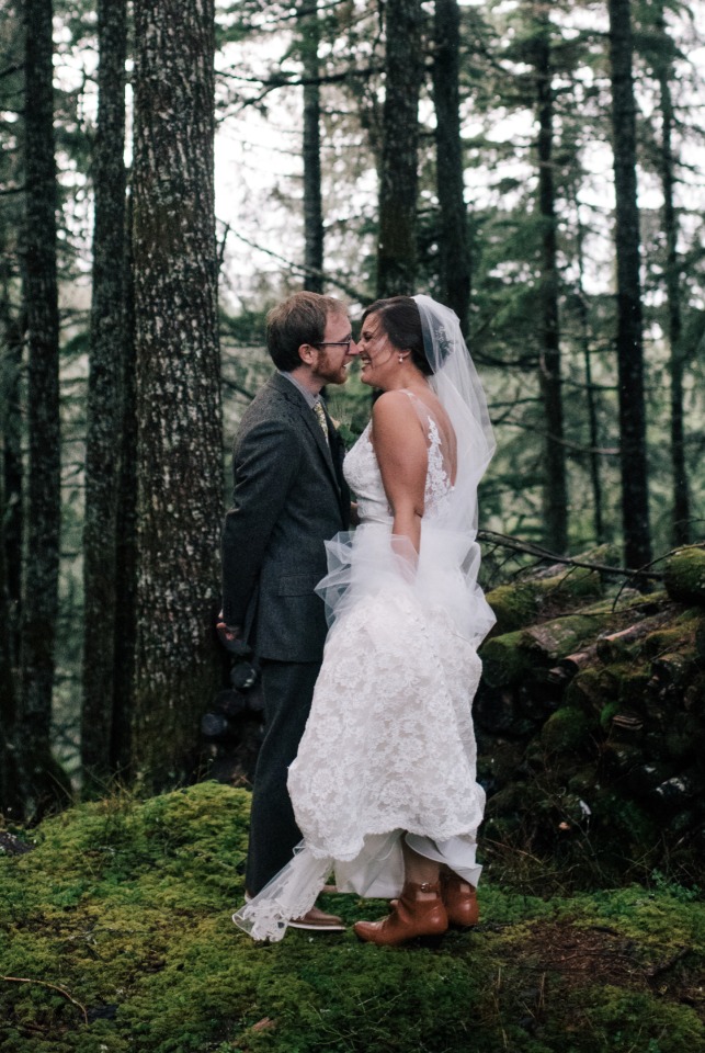 bride and groom forest wedding portraits