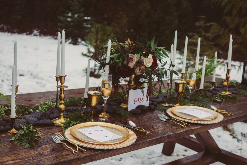 beautiful winter wedding reception idea