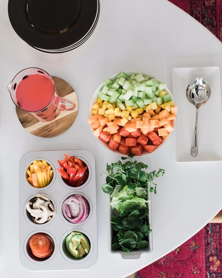 Fresh fruit and veggie platter for a colorful healthy meal