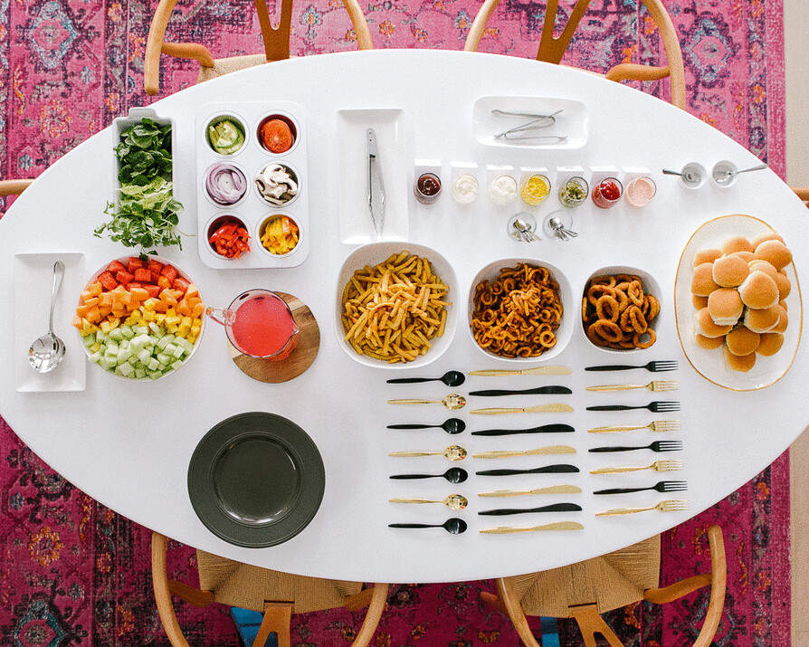 Delicious food presentation on an oval table ready for a meal