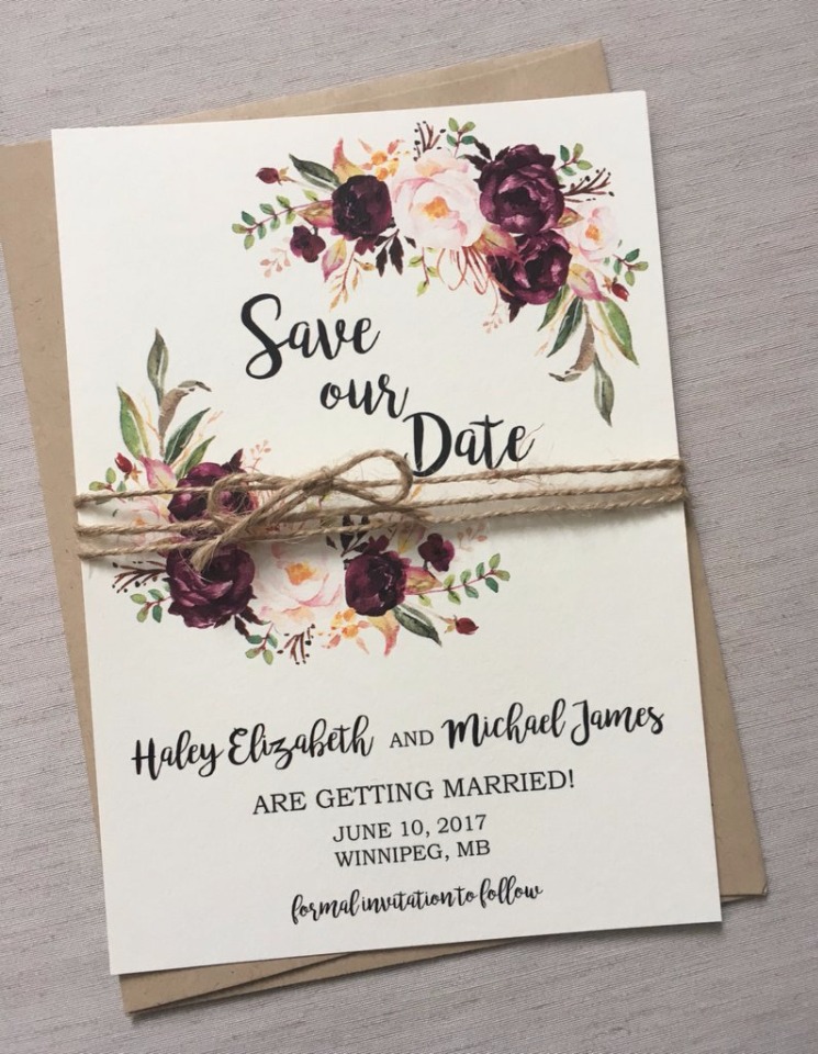 Rustic Marsala save the date