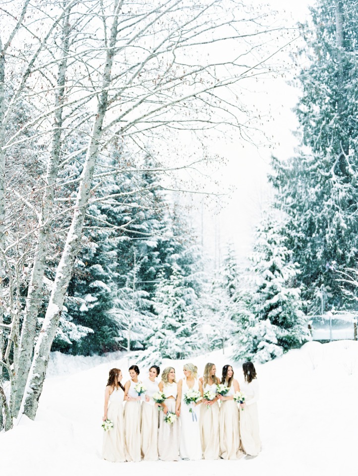 Bridesmaids in the snow
