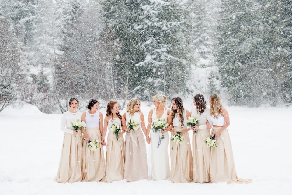 Bridesmaids in the snow