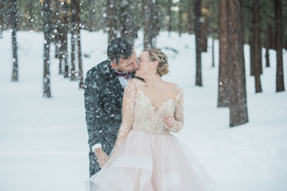 snowy romantic winter elopement