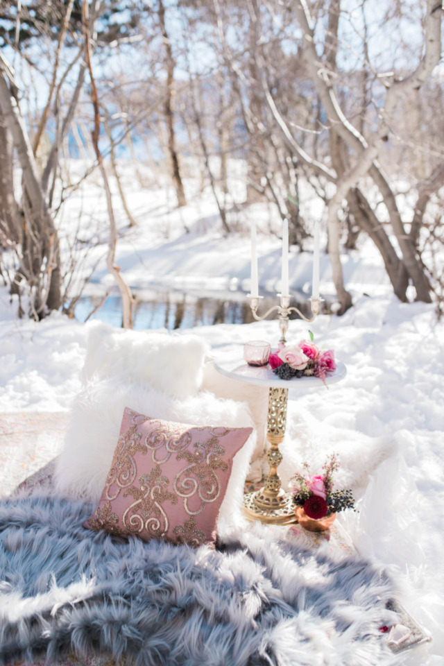 cozy and warm winter picnic seating