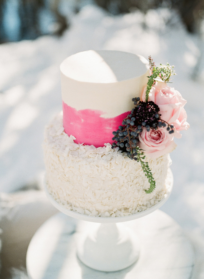 pink coconut wedding cake