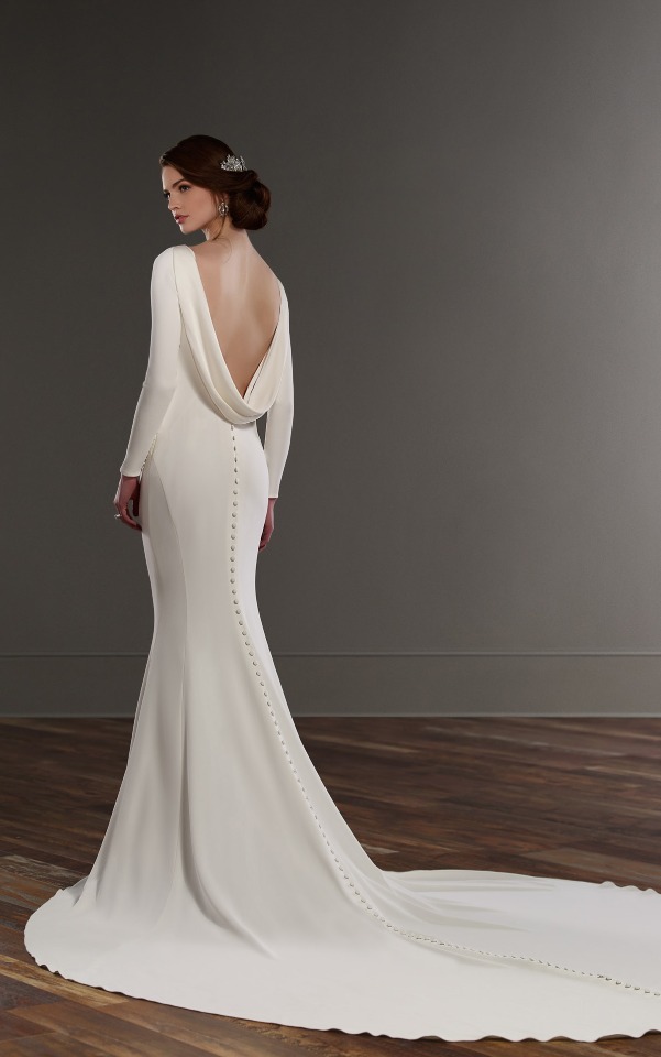 long sleeved wedding dress with bateau neckline