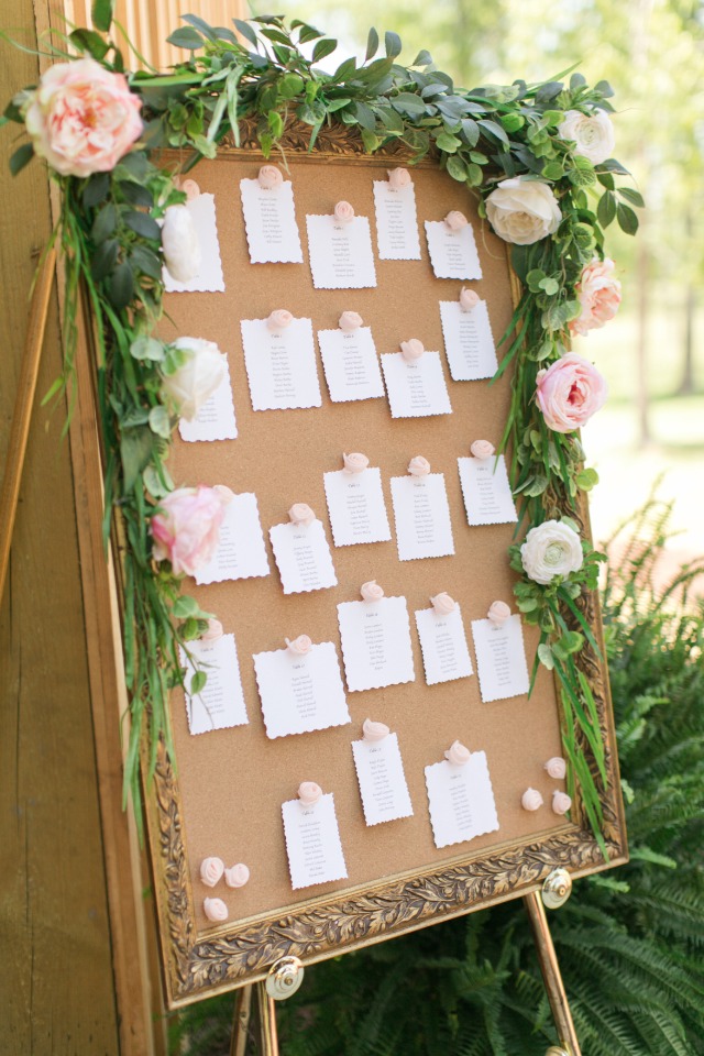 flower accented wedding seating display