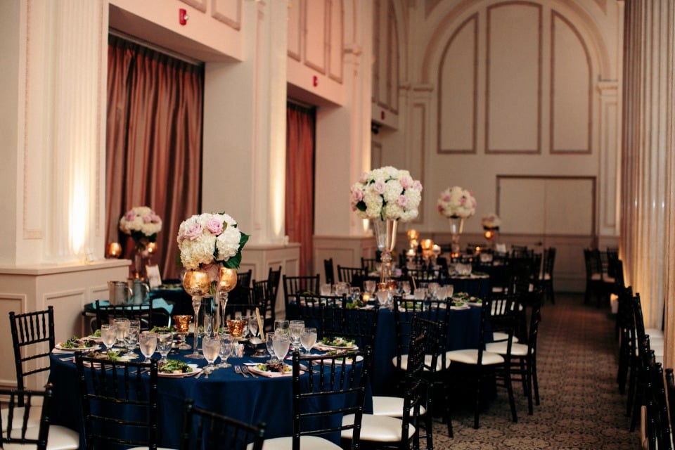 Gold and navy tables