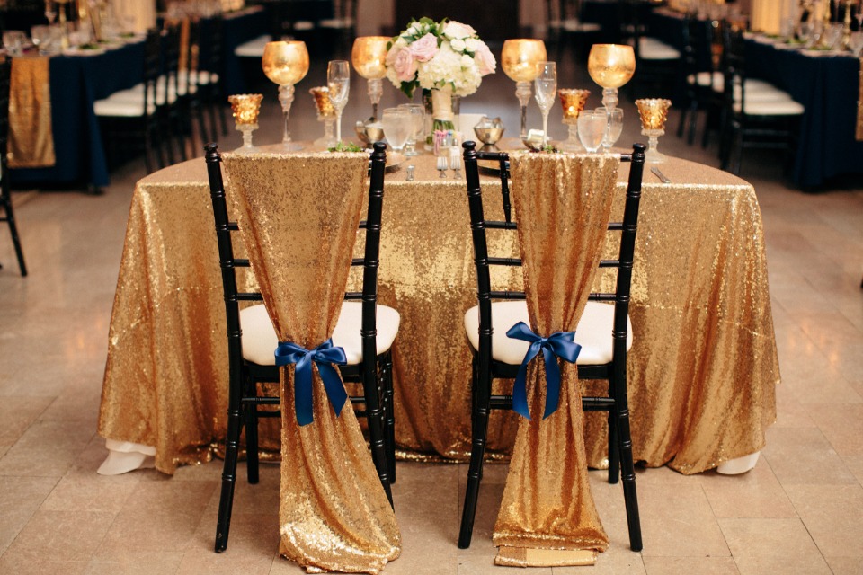 Chairs draped in gold