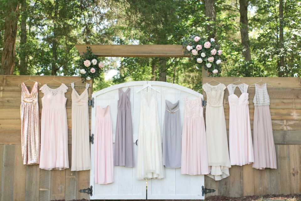 mix and matched bridal party dresses