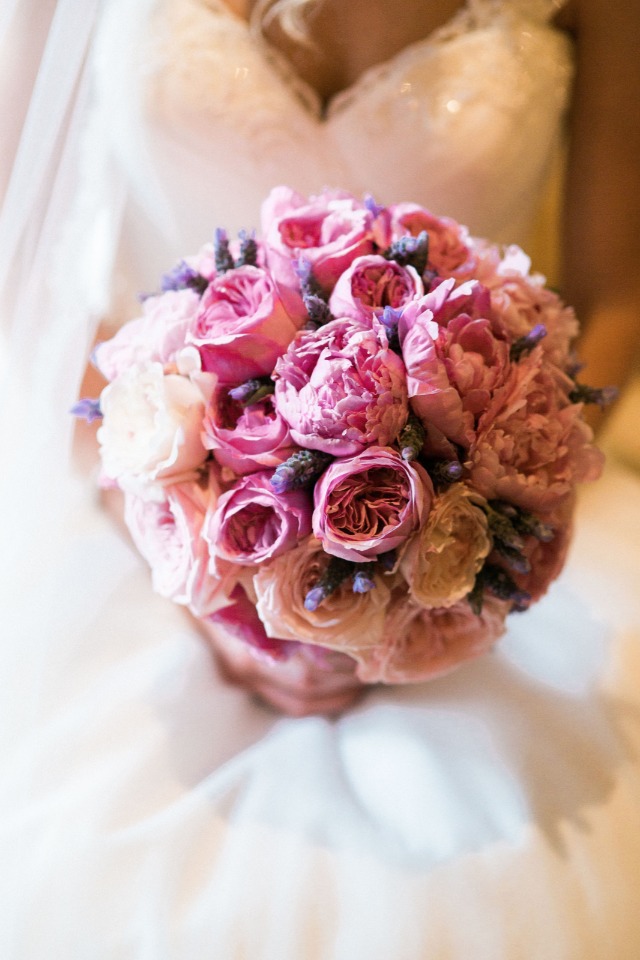 pink and purple bridal bouquet