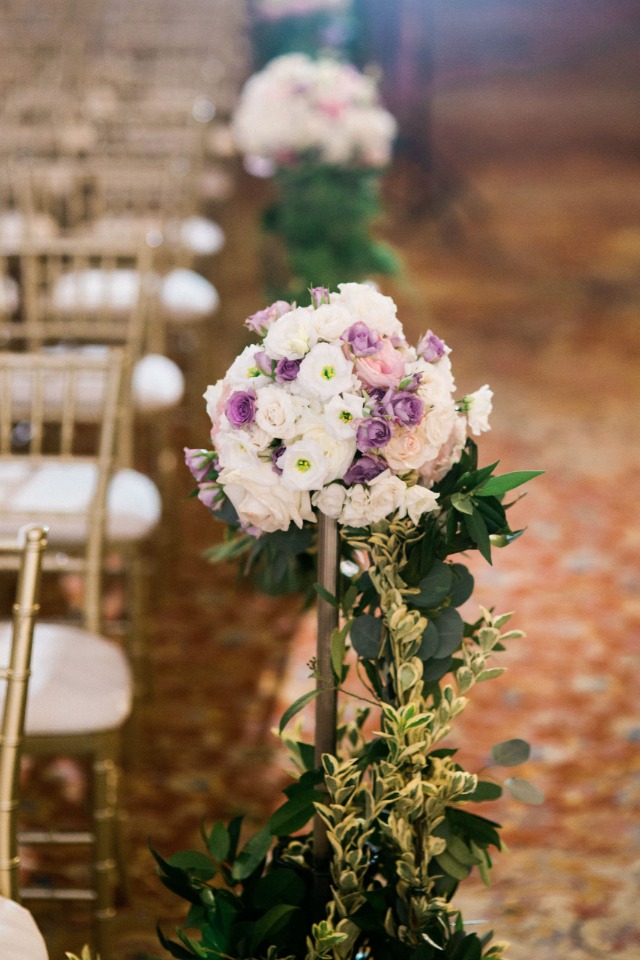 pillar floral wedding aisle decor