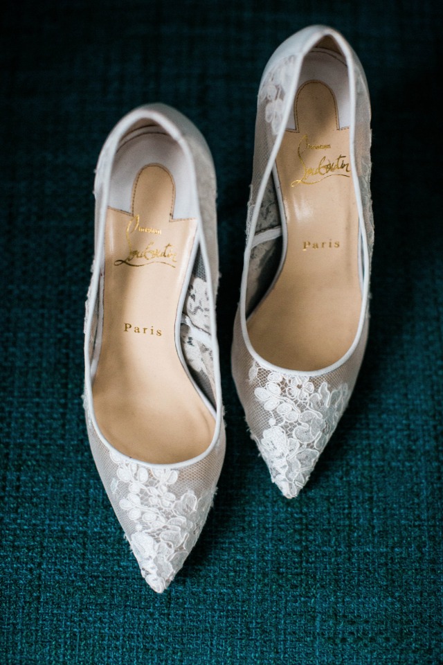 lacy white wedding shoes