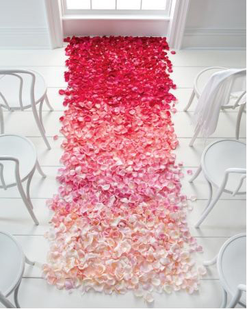 ombre flower petal aisle idea from Fifty Flowers