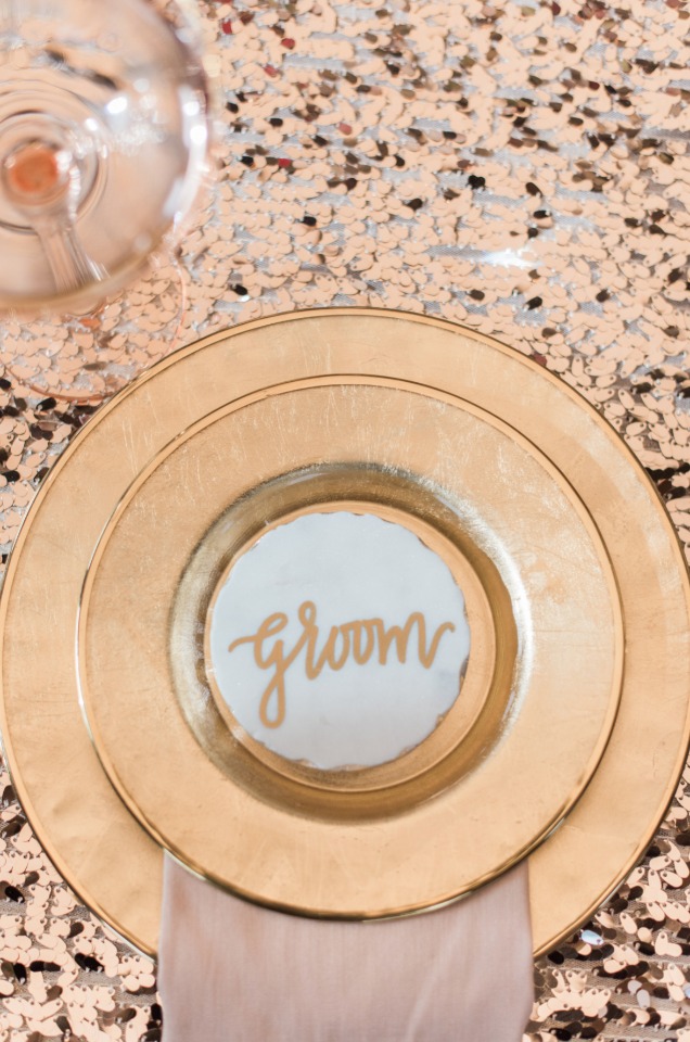 Sweetheart table place setting for the groom