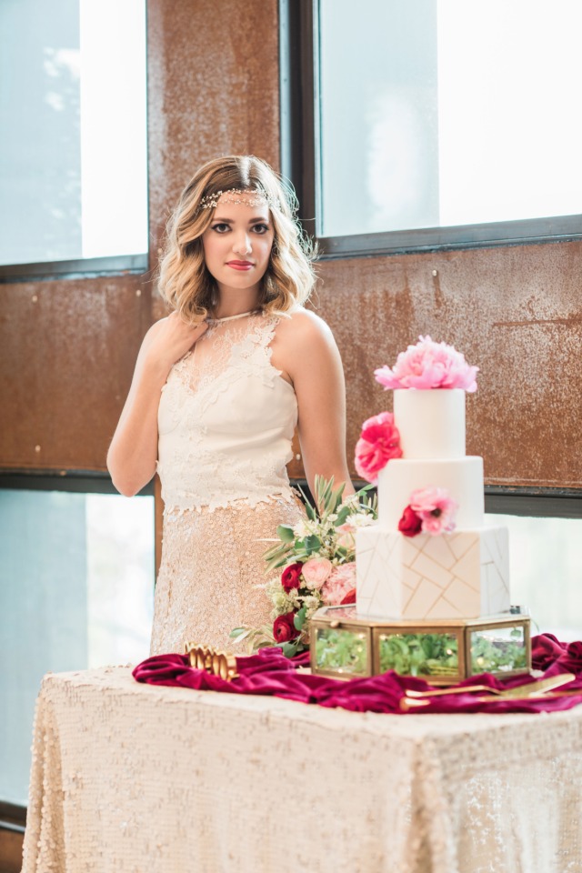 Pretty bride and cake