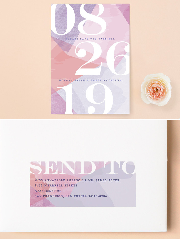 watercolor save the date from Minted
