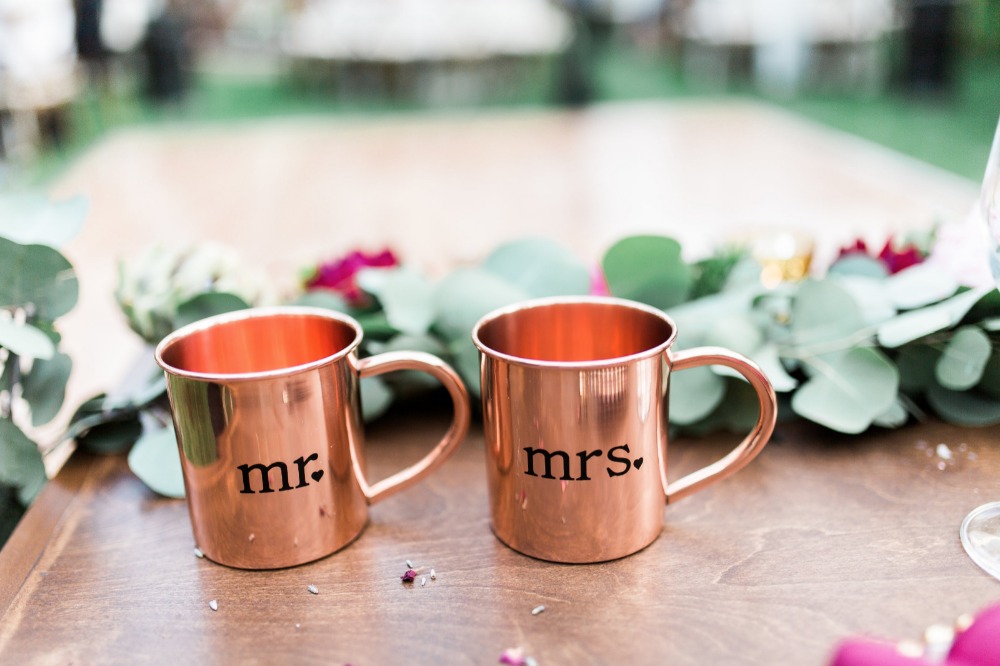 Mr and Mrs copper mugs