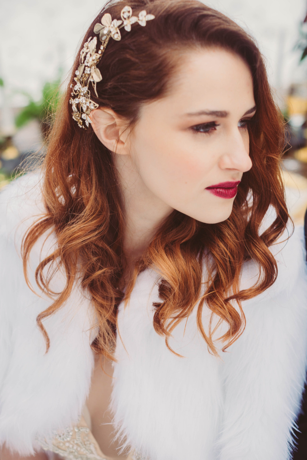 beautiful winter wedding bridal hair and makeup