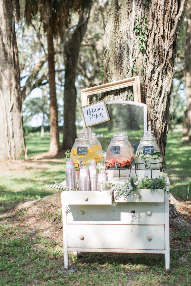 fruit infused water wedding drink station