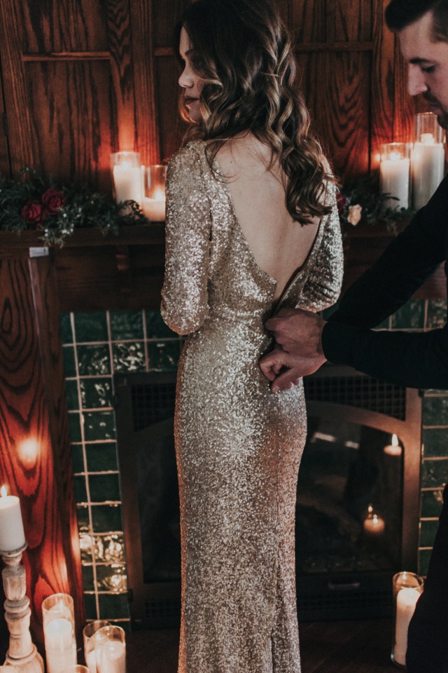 glam gold sequin wedding dress