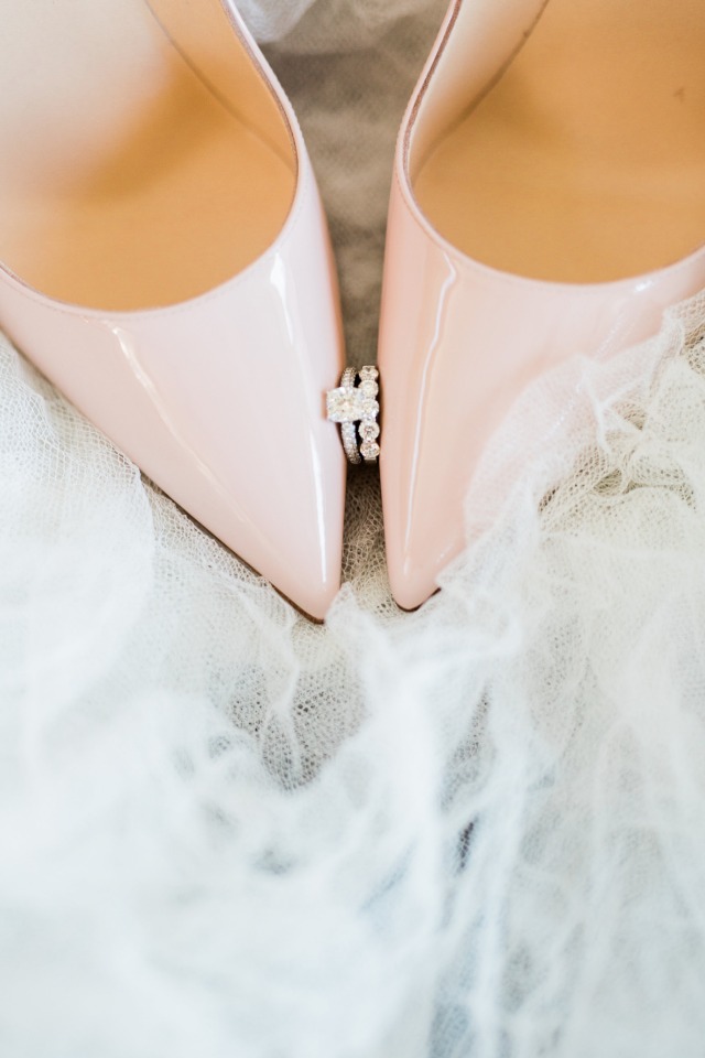 Blush heels and sparkly rings