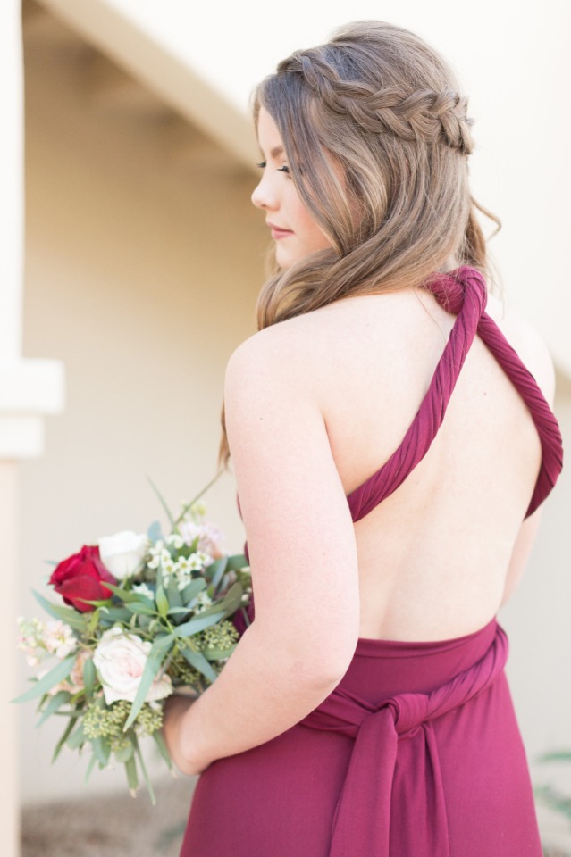 wine colored bridesmaid dress