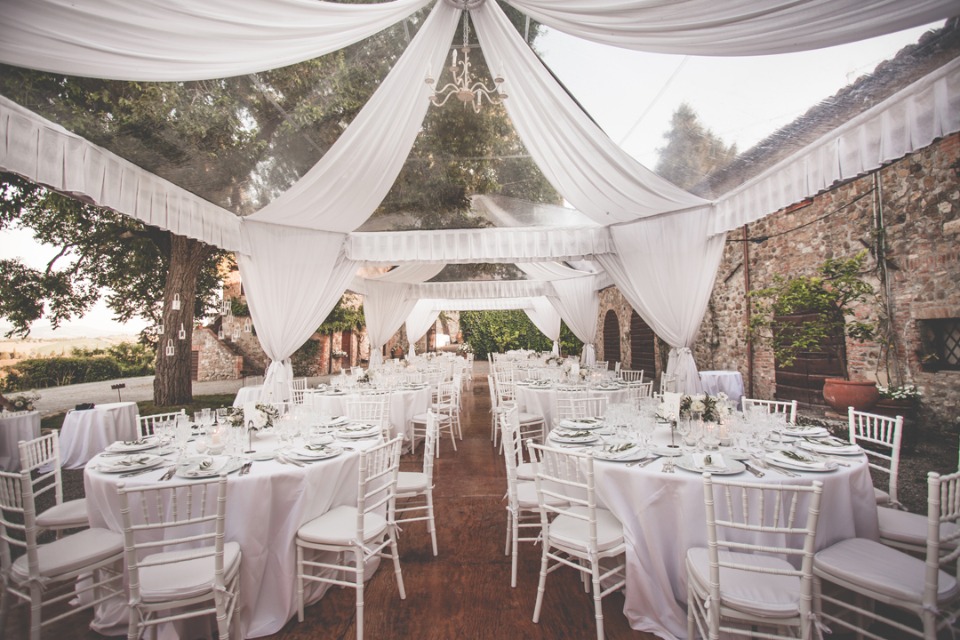 tented wedding ceremony in Italian garden