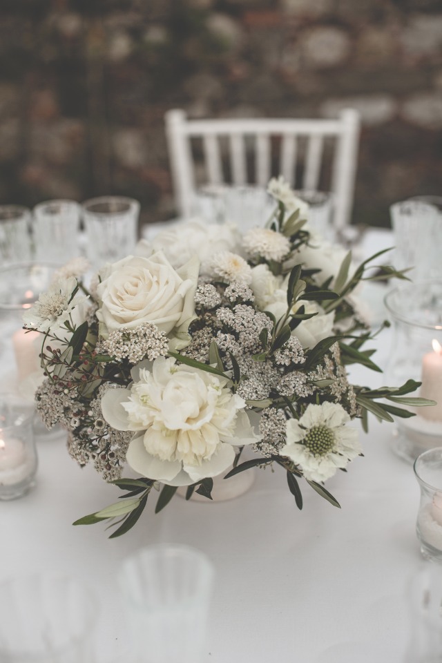 all white floral centerpiece