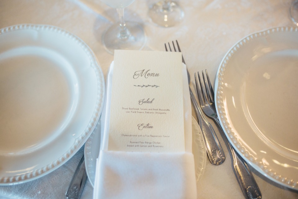 formal wedding menu