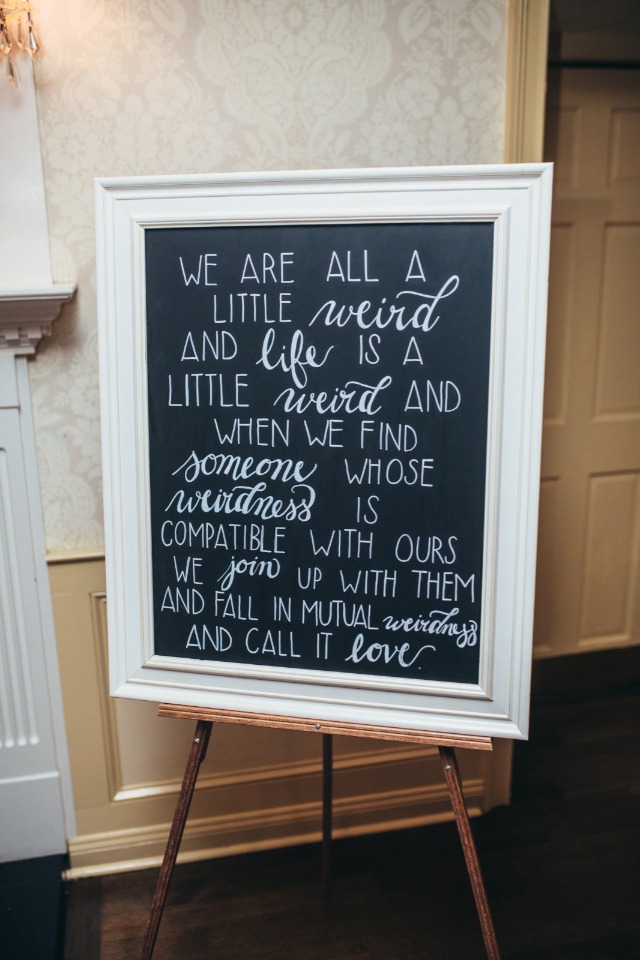 wedding quote chalkboard sign