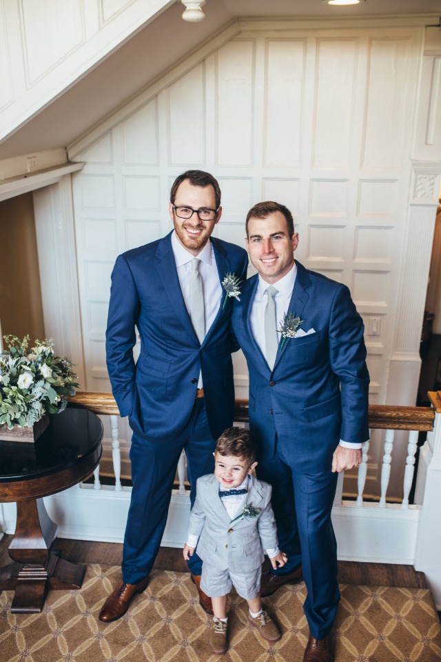 groom and best man in blue suits