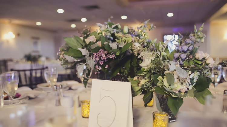 table number and centerpiece