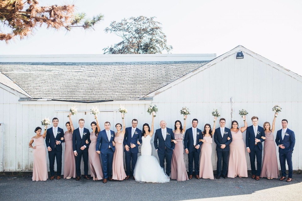 pink and navy wedding party