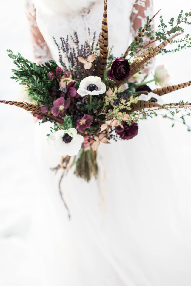 Wedding bouquet with feathers