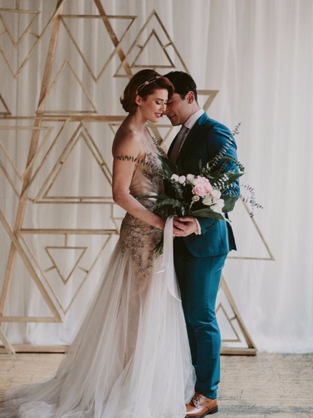 Modern Industrial Gold And White Wedding With A Love For Geometry