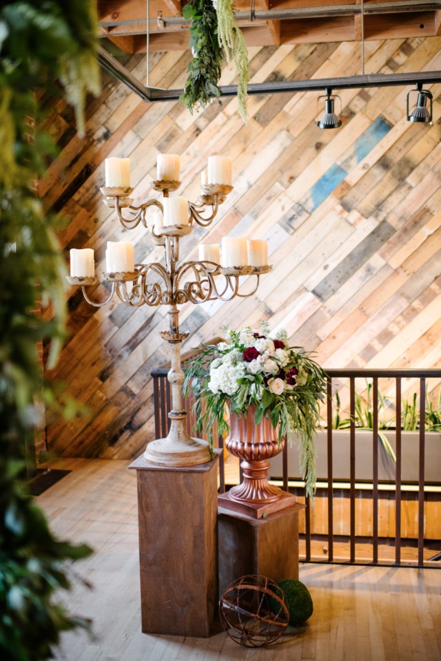 copper wood wedding decor