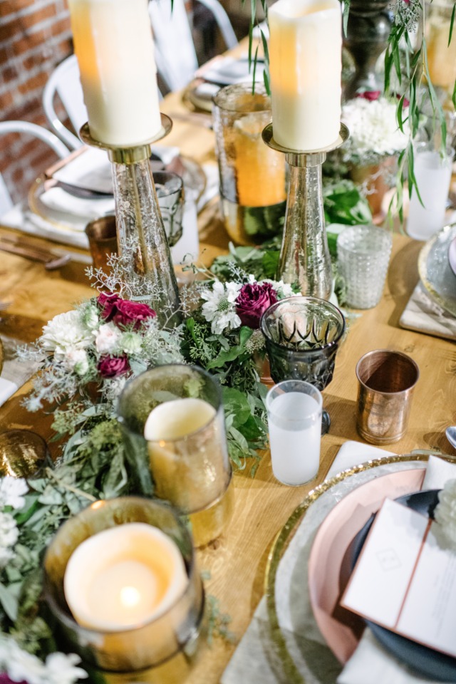 floral garland table centerpiece